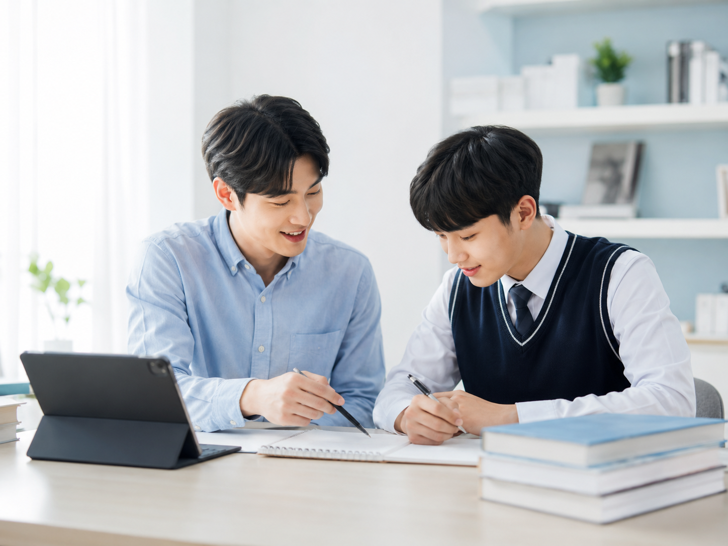 선생님과 학생이 함께 공부하는 수직과외 메인 이미지